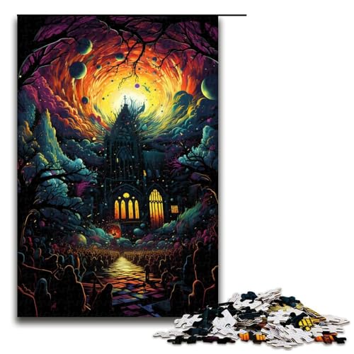 für Erwachsene Puzzle „College_Dublin 1000-teiliges Holzpuzzle für Erwachsene und Kinder ab 12 Jahren 1000 Teile (75 x 50 cm) von ouynngjing