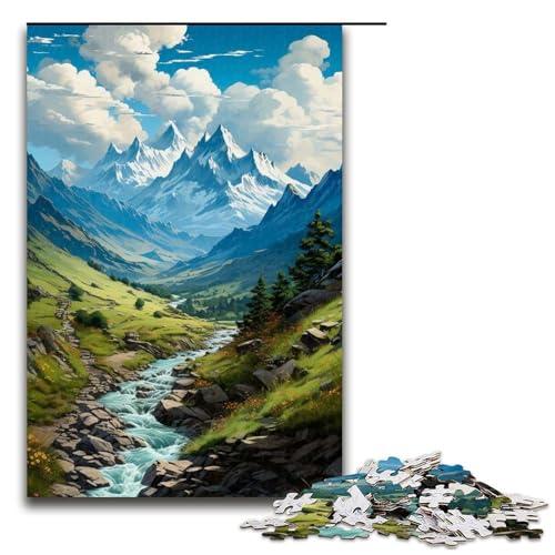 für Erwachsene Puzzle Berge Landschaft Tal 1000-teiliges Holzpuzzle für Erwachsene und Kinder ab 12 Jahren 1000 PCS von ouynngjing