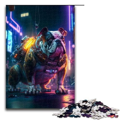 für Erwachsene Puzzle Bulldogge 1000 teiliges Holzpuzzle für Erwachsene und Kinder ab 12 Jahren 1000 PCS (75 x 50 cm) von ouynngjing