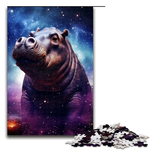 für Erwachsene Puzzle Galaxien Nilpferde 1000teiliges Holzpuzzle für Erwachsene und Kinder ab 12 Jahren 1000 PCS (75 x 50 cm) von ouynngjing