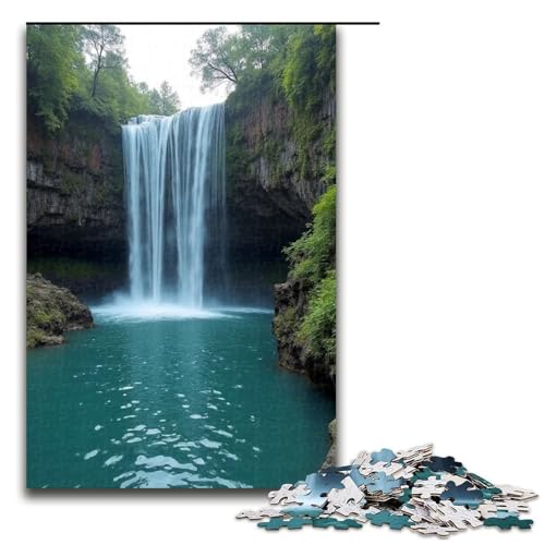 für Erwachsene Puzzle Wasservorhanghöhle 1000-teiliges Holzpuzzle für Erwachsene und Kinder ab 12 Jahren 1000 PCS (75 x 50 cm) von ouynngjing