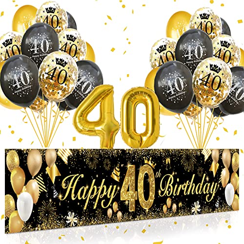 40 Geburtstag Dekoration Männer Frauen,40.Geburtstag Deko Banner Hintergrund und Schwarzes Gold luftballons Konfetti Luftballon für 50th Jubiläum Geburtstagsparty Supplies Dekor 40 Geburtstag Dekoration Männer Frauen,40.Geburtstag Deko Banner Hintergrund und Schwarzes Gold luftballons Konfetti Luftballon für 50th Jubiläum Geburtstagsparty Supplies Dekor von owlfun