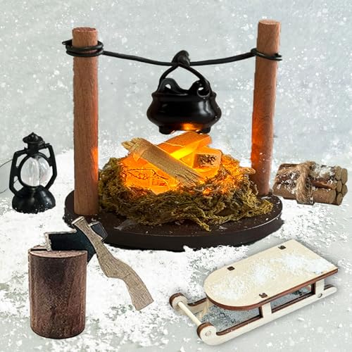 Wichtel Zubehör Weihnachten Krippenbeleuchtung LED Puppenhaus Zubehör Krippenzubehör Beleuchtung Wichtelzubehör Miniatur Zubehör Lagerfeuer Krippe Weihnachten Deko (A) von owlfun