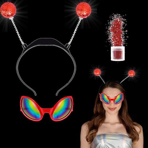 owlfun LED Silberrahmen-Farbfolie Alien Haarreif,Alien Kostüm Damen Ancient Aliens Haarreifen Männer,Glitzer Haarreif Sterne Astronaut Kostüm Kinder Für Halloween Karneval Und Maskerade Party (rot) owlfun LED Silberrahmen-Farbfolie Alien Haarreif,Alien Kostüm Damen Ancient Aliens Haarreifen Männer,Glitzer Haarreif Sterne Astronaut Kostüm Kinder Für Halloween Karneval Und Maskerade Party (rot) von owlfun