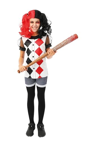 P' CLOWN - Clown-Kostüm Harlekin für Mädchen – Schwarz, Rot – Kostüm für Kinder, perfekt für Halloween, Kostümpartys und Themenveranstaltungen (10/12 Jahre) von p'tit clown