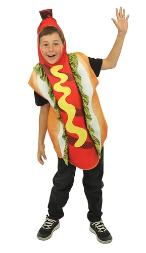 P' CLOWN - Lustiges Kostüm für Kinder – Kostüm Pizza, Pommes Frites, Hotdog, Burger – Tunika – Uni – perfekt für Karneval, Halloween, Cosplay, Geburtstage – Einheitsgröße (Hotdog) von p'tit clown