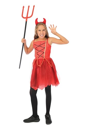 P' CLOWN - Teufelskostüm für Mädchen – Kleid, Haarreif – Kostüm für Kinder, Halloween, Cosplay, Kostümpartys (7-9 Jahre) von p'tit clown