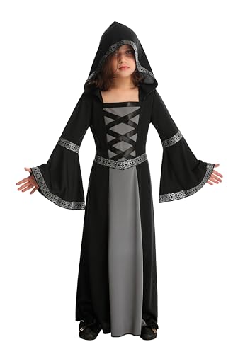 P'TIT CLOWN - Kostüm Kleine Priesterin - Halloween-Kostüm für Kinder - Schwarz, Grau (10-12 Jahre) von p'tit clown