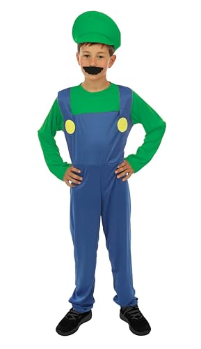 P' Clown - Klempner-Kostüm für Kinder – perfektes Kostüm für Karneval, Kostümpartys und Themenveranstaltungen – kompletter und lustiger Look – einfach anzuziehen (Blau, Grün, 5-6 Jahre) von p'tit clown