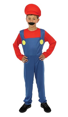 P' Clown - Klempner-Kostüm für Kinder – perfektes Kostüm für Karneval, Kostümpartys und Themenveranstaltungen – kompletter und lustiger Look – einfach anzuziehen (Blau, Rot, 10-12 Jahre) von p'tit clown