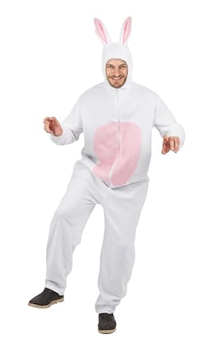 P'TIT CLOWN - Hasenkostüm - Erwachsenenkostüm - Unisex - Perfekt für Karneval, EVG, EVJF, Ostern, Halloween und andere Kostümpartys - Einfach anzuziehen - Bequem (Weiß, S-M) von p'tit clown