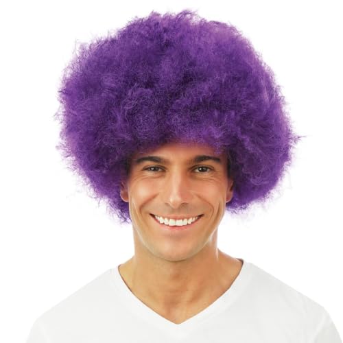 P'TIT CLOWN - 64469 -Perücke Afro -Funky Wig - Disco-Look, 70er Jahre, Retro - Verkleidungszubehör - Karneval, Mottoparty, Halloween, Manga, Cosplay, Silvester - Synthetisches Haar - Violett von p'tit clown