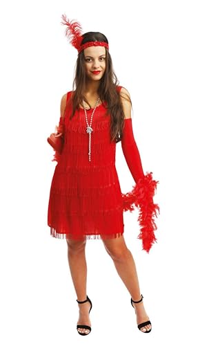 P'TIT CLOWN - Erwachsenenkostüm Kleid Charleston Frau - Garçonne, 20er Jahre, Vintage, Flapper - Karneval, Silvester, Kostümfeste und Mottoveranstaltungen - Polyester (Rot, L-XL) von p'tit clown