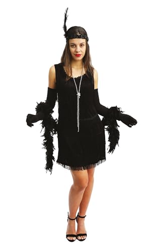 P'TIT CLOWN - Erwachsenenkostüm Kleid Charleston Frau - Garçonne, 20er Jahre, Vintage, Flapper - Karneval, Silvester, Kostümfeste und Mottoveranstaltungen - Polyester (Schwarz, S-M) von p'tit clown