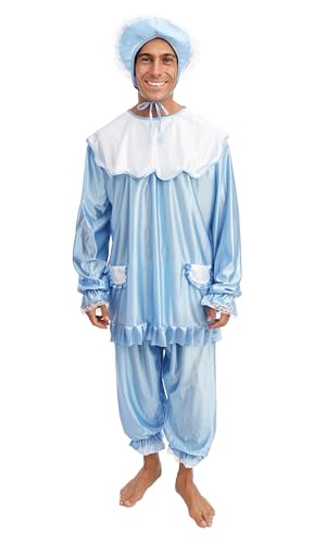P'TIT CLOWN - Humorvolles Babykostüm für Erwachsene - Komplettkostüm für Karneval, Kostümpartys, Gender Reveal, EVG, EVJF, Mottopartys, Halloween, Silvester - Blau - Unisex (S-M) von p'tit clown