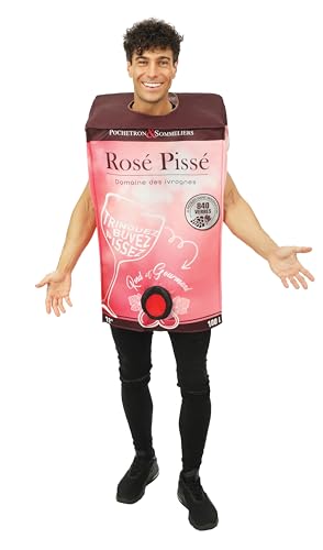 P'TIT CLOWN - Kostüm Erwachsene Flasche - Super Pastis Kostüm, Cubis Kostüm, Weinflaschen Kostüm - Für Karneval, Kostümpartys - Polyester - Einheitsgröße (Cubis) von p'tit clown