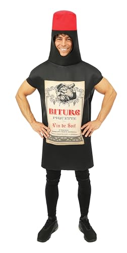 P'TIT CLOWN - Kostüm Erwachsene Flasche - Super Pastis Kostüm, Cubis Kostüm, Weinflaschen Kostüm - Für Karneval, Kostümpartys - Polyester - Einheitsgröße (Weinflasche) von p'tit clown