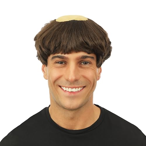 P'TIT Clown - 69079 - Perücke Mönch - Monk's Wig - Priester, Ordensmann, Pfarrer - Perfekt für Karneval, Mottopartys, Kostümpartys, Halloween - Erwachsene Männer - Einheitsgröße - Braun von p'tit clown