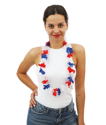 P 'tit Clown 58000 Halskette Hawaii – Blau/Weiß/Rot – 50 cm – Blumen Dia 6 cm, Einheitsgröße P 'tit Clown 58000 Halskette Hawaii – Blau/Weiß/Rot – 50 cm – Blumen Dia 6 cm, Einheitsgröße von p'tit clown