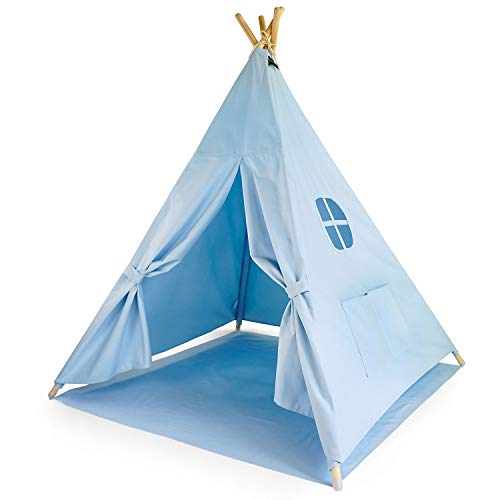 Hej Lønne Tipi Zelt für Kinder mit Bodenmatte 120 x 120 x 150 cm - Kinderzelt für Drinnen - Spielzelt Kinder Tipi mit Bodendecke und Fenster - inkl. Beutel und Anleitung von HEJ LØNNE