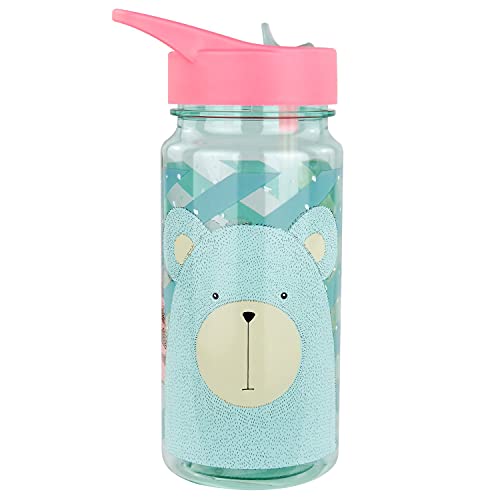 P:os 28989 - Trinkflasche für Kinder, ca. 450 ml, transparentes Design mit niedlichem Tiermotiv Nordic Crew und integriertem Strohhalm zum Hochklappen, aus Kunststoff, bpa- und phthalatfrei P:os 28989 - Trinkflasche für Kinder, ca. 450 ml, transparentes Design mit niedlichem Tiermotiv Nordic Crew und integriertem Strohhalm zum Hochklappen, aus Kunststoff, bpa- und phthalatfrei von p:os