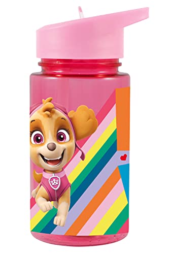 PAW PATROL PAW PATROL P:os 29232049 PAW Patrol - Trinkflasche für Mädchen, transparente Flasche mit integriertem Strohhalm zum Hochklappen, ca. 450 ml, aus Kunststoff, bpa- und phthalatfrei von PAW PATROL