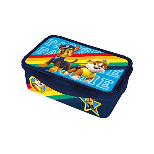 p:os 29898088 PAW Patrol - Brotdose für Kinder mit 2 herausnehmbaren Einsätzen, Lunchbox aus Kunststoff mit 4 Clip-Verschlüssen, Vesperdose für Kindergarten, Schule und Freizeit von PAW PATROL