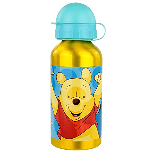 P:os 68928 - Trinkflasche für Kinder aus Aluminium, ca. 400 ml, mit Winnie the Puuh Motiv und goßer Füllöffnung, bpa- und phthalatfrei von p:os