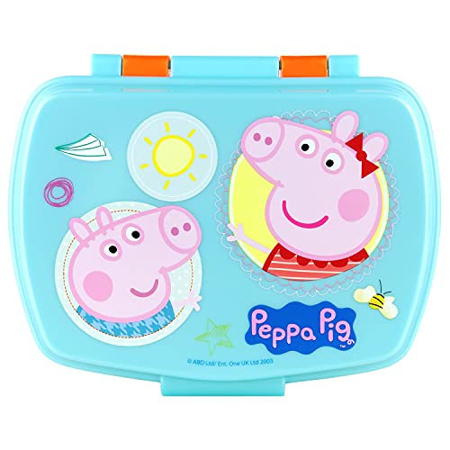p:os p:os Peppa Wutz Brotdose für Kinder mit einem Fach, Lunchbox aus Kunststoff mit Clip-Verschlüssen, Vesperdose für Kindergarten, Schule und Freizeit von p:os