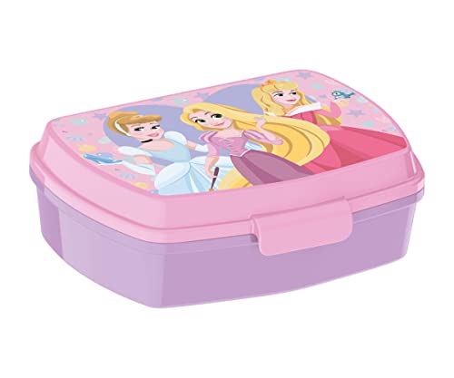 p:os 34212049 Disney Princess - Brotdose für Kinder mit einem Fach, Lunchbox aus Kunststoff mit Clip-Verschluss, Versperbox für Kindergarten, Schule und Freizeit von p:os