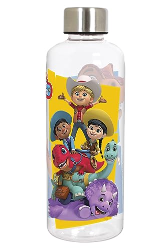 P:os 35127 - Dino Ranch Trinkflasche für Kinder, Wasserflasche mit Edelstahldeckel, ca. 500 ml Fassungsvermögen, auslaufsicher, für Schule, Sport und Freizeit von p:os