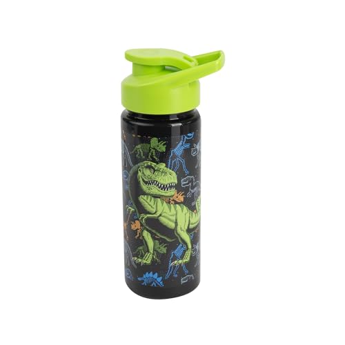 p:os 35304 - Cool Kids Trinkflasche für Kinder, Motiv Dinosaurier, Wasserflasche mit integriertem Strohhalm, ca. 500 ml Fassungsvermögen, auslaufsicher, für Schule, Sport und Freizeit von p:os