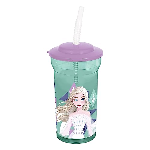 p:os 35454 - Frozen Die Eiskönigin 2 - Trinkbecher für Kinder mit integriertem Strohhalm und Deckel, Trinkgefäß mit ca. 460 ml Fassungsvermögen, ideal für kalte Getränke von p:os
