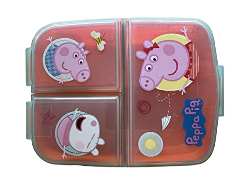 p:os POS Brotdose Lunch to Go Vesper Dose Peppa Pig, 3 Fächer, 18x13x5,5cm von p:os