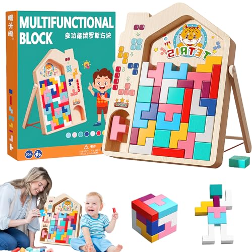 Tetris Spiel, panemy Holzpuzzle Knobelspiele, 40 Blöcke, Holzpuzzle Tetris, Puzzlespiel, Eltern-Kind-Interaktion Tetris Spiel, panemy Holzpuzzle Knobelspiele, 40 Blöcke, Holzpuzzle Tetris, Puzzlespiel, Eltern-Kind-Interaktion von panemy