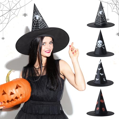 panemy 4 Stück Halloween Hexenhut, Schwarz Halloween Hut, Hexen Accessoires Damen, Halloween Kostüm Hexenhut für Halloween-Partys, Kostümpartys, Cosplay-Partys panemy 4 Stück Halloween Hexenhut, Schwarz Halloween Hut, Hexen Accessoires Damen, Halloween Kostüm Hexenhut für Halloween-Partys, Kostümpartys, Cosplay-Partys von panemy