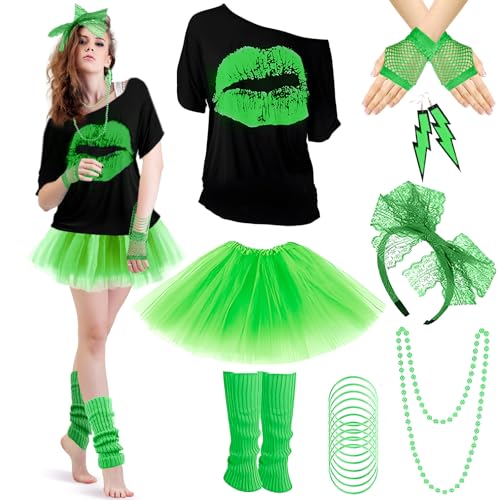 panemy 80er Jahre Outfit Damen Set (Grün, M) von panemy