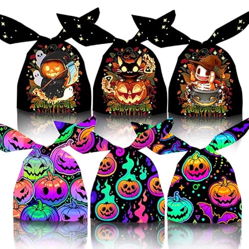 panemy Halloween Süßigkeiten Mix, Trick or Treat Tüten, Trick or Treat Beutel, Cellophantüten Halloween, für Süßigkeiten mit Twist Krawatten Plätzchen Spinnennetz Kürbis (50 PCS Phantom) panemy Halloween Süßigkeiten Mix, Trick or Treat Tüten, Trick or Treat Beutel, Cellophantüten Halloween, für Süßigkeiten mit Twist Krawatten Plätzchen Spinnennetz Kürbis (50 PCS Phantom) von panemy
