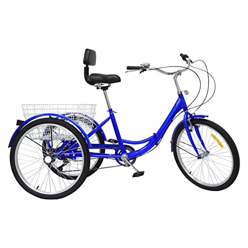 Dreirad für Erwachsene Tricycle for Adults 24 Zoll Erwachsenendreirad Hochwertiges faltbares | Stabile Konstruktion | 7-Gang-System | Komfortsitz von panfudongk