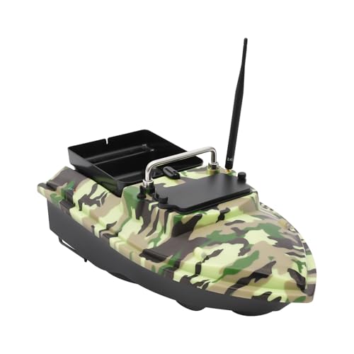 panfudongk Angelköderboot RC Boot Bait Boat Fernbedienung 500m Reichweite 1m/s 3-4 Windstärke ABS Edelstahl Leicht 5.79kg für Pool See Angeln mit 2 Batterien Tragbare Tasche (Camo) von panfudongk