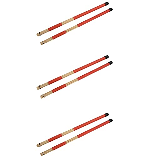 panjin 3 Paar 40 cm Bambus-Bürsten für Jazz Popmusik (rot) von panjin