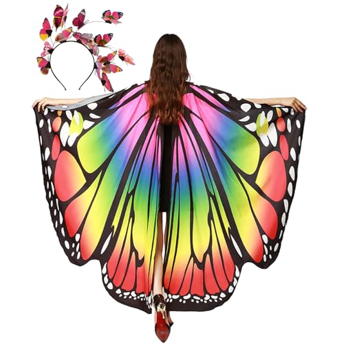 panthem Karnevalskostüm Damen Schmetterling Umhang für Fasching mit Haarreif, Schmetterlingsflügel Schmetterlinge Flügel Schal Karneval Kostüm Erwachsene Poncho für Halloween Cosplay Party panthem Karnevalskostüm Damen Schmetterling Umhang für Fasching mit Haarreif, Schmetterlingsflügel Schmetterlinge Flügel Schal Karneval Kostüm Erwachsene Poncho für Halloween Cosplay Party von panthem