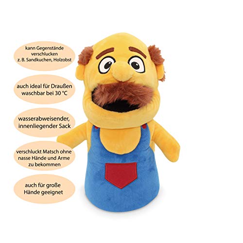 papalapapa Premium Handpuppe Papa Peter für Babys und Kinder mit beweglichem Mund - Große 30x15cm Handpuppe mit innen liegender Tasche - Hochwertige Handwerker Spielhandschuh Handpuppen von papalapapa