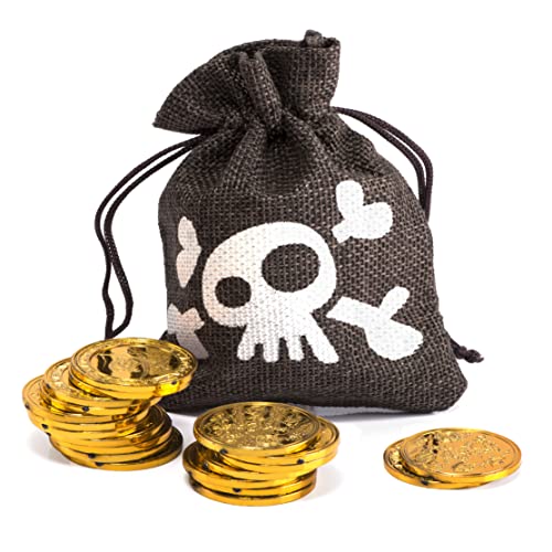 papapanda Piraten Schatzbeutel Geldbeutel Geldsack Goldmünzen Kapitän Tasche Totenkopf Goldtaler für Piratenkostüm von papapanda