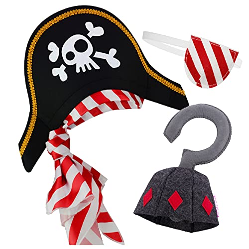 papapanda Piratenhut Augenklappe Piratenhaken Hakenhand für Kinder Karibik Kapitän Kostüm papapanda Piratenhut Augenklappe Piratenhaken Hakenhand für Kinder Karibik Kapitän Kostüm von papapanda