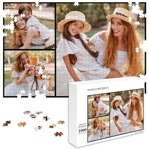 papasgix Fotopuzzle mit eigenem Bild Personalisiert, Individuell Foto Puzzle selber gestalten, Personalisiertes Puzzle mit Fotoschachtel Fotogeschenk für Erwachsen Kinder(3Foto Bunt，1000Teile-A) von papasgix