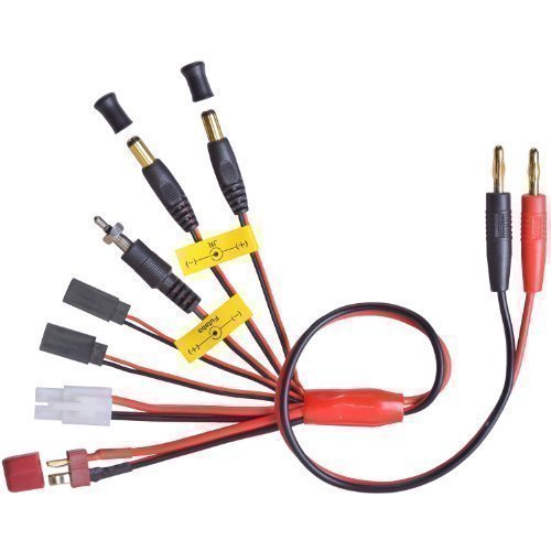 Multi-Ladekabel 7 in 1 Goldkontakt Futaba JR Tam T Stecker Deans Glühkerze Sender partCore Silikonkabel mit 4mm Goldstecker von partCore