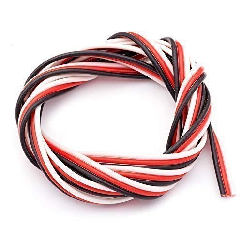 PVC Servolitze 3-adrig flach Futaba 0.25 qmm 65 x 0.07 mm hochflexibel schwarz rot weiß partCore 1000 mm 110054 von partCore
