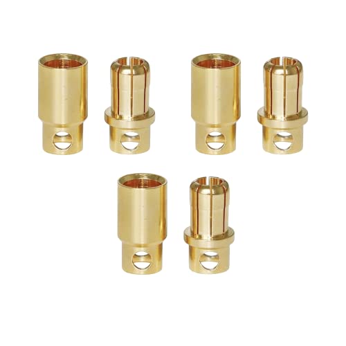 partCore Goldstecker Goldkontaktstecker und Buchse 8.0 mm 3 Paar mit Schrumpfschlauch von partCore