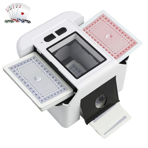 Elektronischer Kartenmischer, wiederaufladbar, 2000 mAh – automatische & manuelle Mischung, geräuscharm, verstellbarer Schwanz, kompatibel mit Spielkarten, UNO, Blackjack, Skip-Bo, Phase 10, Texas von peaceking